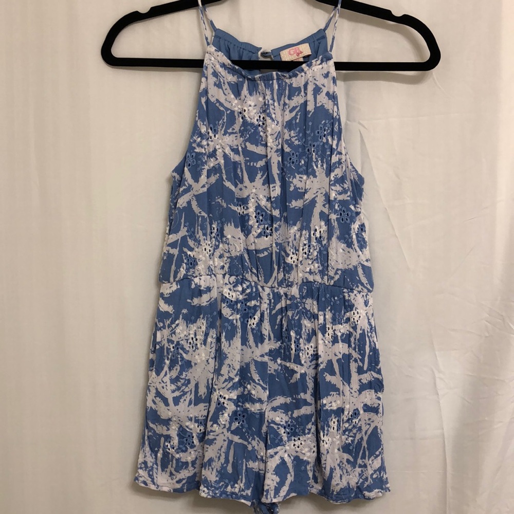 Girls Blue and White Romper